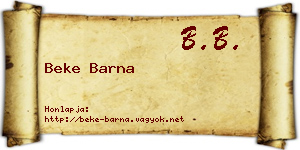 Beke Barna névjegykártya