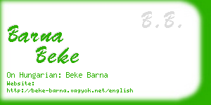 barna beke business card